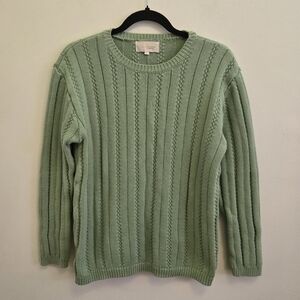 3/$30 Pariscope Green Cotton Knit Sweater Size S